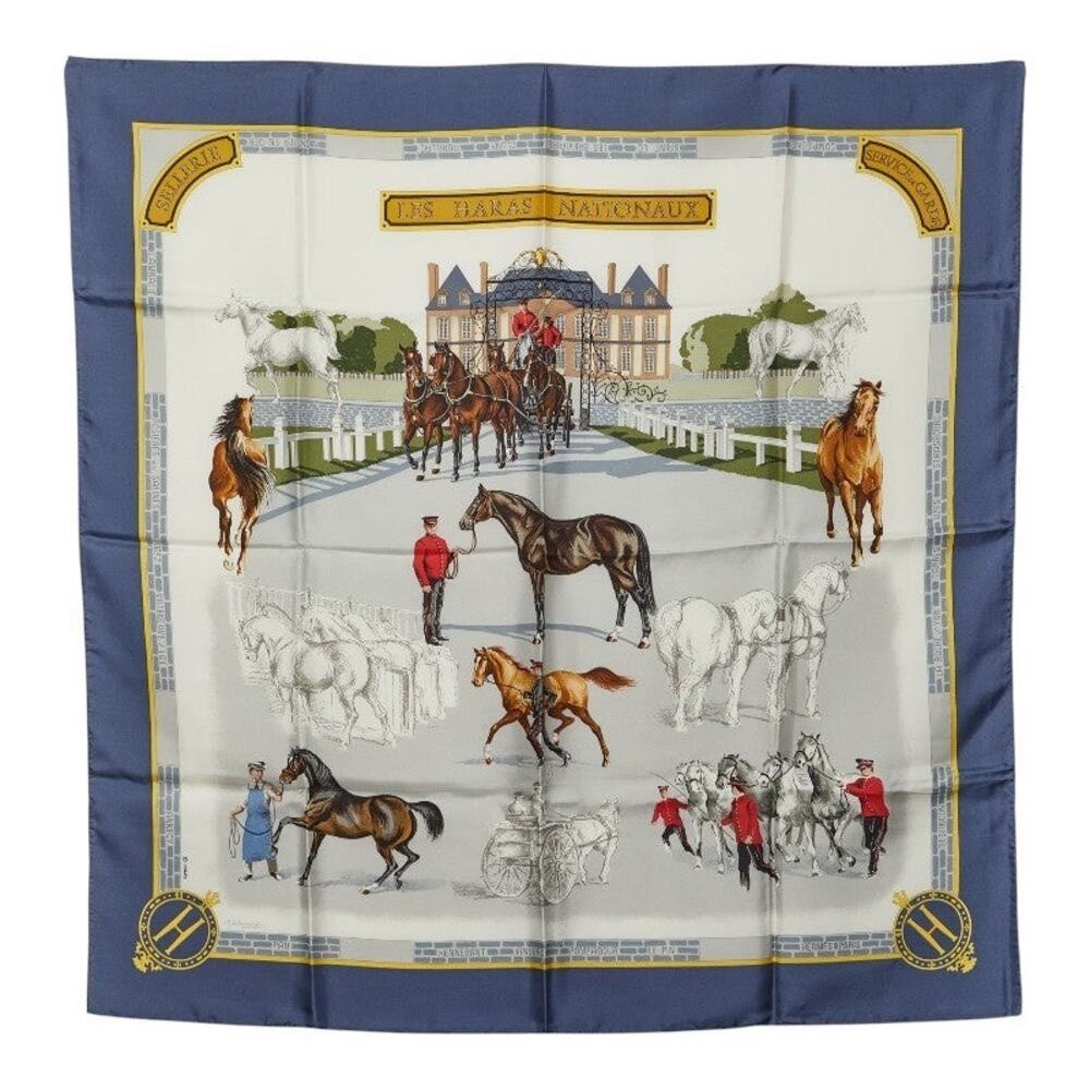 Hermes Carre 90 Les Haras Nationaux Silk Scarf Multicolor